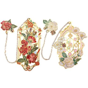 Imagem de Sgbvzbd Marcadores de livro de metal – pacote com 2, designs de rosas vermelhas e brancas, perfeitos para mulheres leitoras (BKM-043-001)