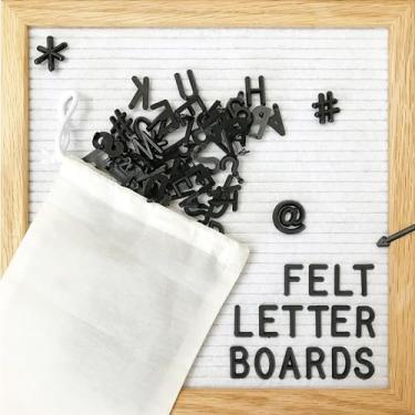 Imagem de Quadro de cartas de feltro com letras mutáveis, quadro de mensagens de madeira com moldura, números, símbolos e letras 340 peças, suporte de tripé, para anúncios de bebê, marcos, decoração de mesa,