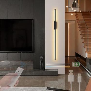 Imagem de Luminária de parede LED interna com controle remoto, luzes de parede reguláveis 2700K-6500K, 10%-100%, sem fio, arandelas, USB, recarregável, operadas por bateria, iluminação de parede, meta