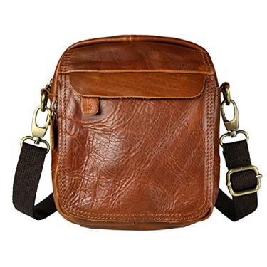 Imagem de Le'aokuu Pochete masculina de couro genuíno na cintura B210 (marrom claro), Multicor, Large