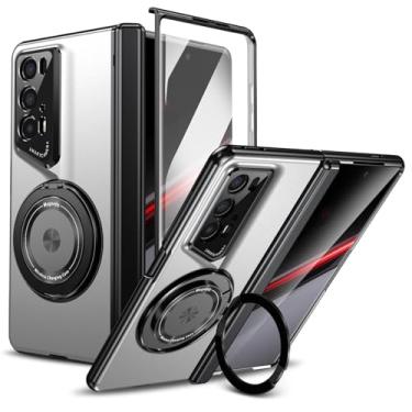 Imagem de GANGANPRO Capa compatível com Honor Magic V3 com suporte de anel giratório magnético, à prova de choque, capa protetora para celular para Honor Magic V3 de 7,9 polegadas, prata