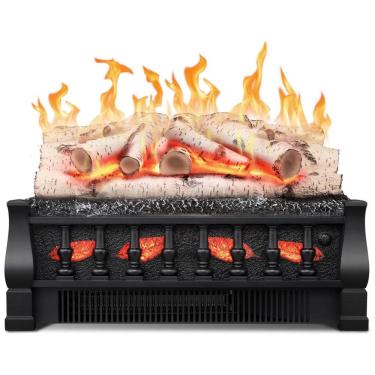 Imagem de Lareira Elétrica Ecológica 21" 53 cm com Controle Remoto, Brilho da Chama Ajustável, Proteção Contra Superaquecimento e Toras Cinza