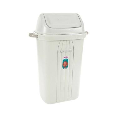 Imagem de Lixeira Basculante Grande 105 Litros Plástica Para Cozinha Área Externa Bege - 285 Sanremo