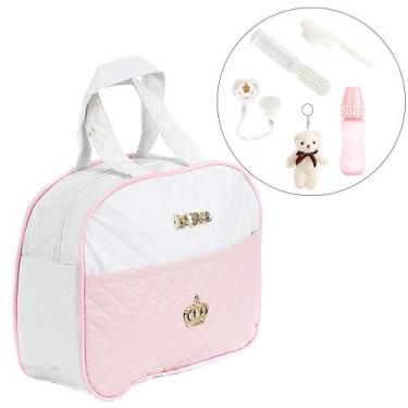 Imagem de Bolsa Maternidade com 06 Acessórios Rosa Personalizada Mães - Love