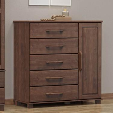 Imagem de Cômoda Sapateira 5 Gavetas 1 Porta Café Ouro Madeira Pinus - Finestra