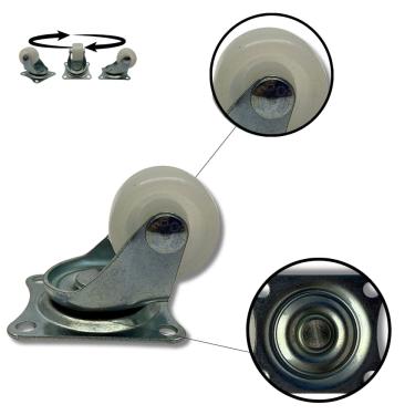 Imagem de Rodízio Rodinha Giratório Placa Base Aço Roda Nylon Diâmetro 75mm 3" Altura 90mm