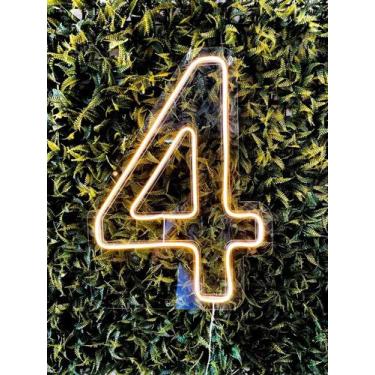 Imagem de Luminoso Numero Neon Led 50 Cm Festa De 0 A 9 - CNC Sorocaba, Numero 4