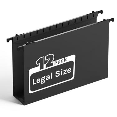 Imagem de Ansook Pastas de arquivo de plástico com capacidade extra, pacote com 12 pastas suspensas legais reforçadas com expansão resistente de 5 cm, pasta de arquivo, para arquivos volumosos, gráficos