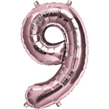 Imagem de Bexiga Balão Metalizado 30 Polegadas 75cm Rosé Gold Número 9 - PB Fest