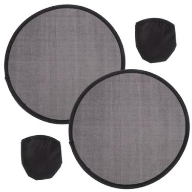 Imagem de Cabilock 2 peças de ventilador redondo pequeno portátil clássico redondo suporte de dança ventilador dobrável para alça de desempenho ventilador de mão ventilador publicitário, preto