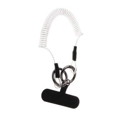 Imagem de AsrMyjcx Cordão de Telefone, Guia de Fixação de Telefone, Metal Resistente, Multiuso com Guia de Fixação, Remendo de Cordão de Telefone Removível, Branco