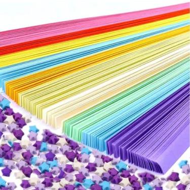 Imagem de Aeojoor Estrela Origami Papel Estrela Papel Tira Lateral Origami Estrelas Papel Estrela Da Sorte Decoração Tiras De Papel Artesanato Artesanal Diy (10 Cores Claras (1350 Folhas))