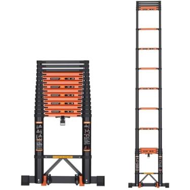 Imagem de Escada telescópica de 3,2 m/3,8 m/5m/6 m Escadas de extensão telescópicas dobráveis, escadas telescópicas extra largas para loft doméstico, telhado e trabalho ao ar livre, carga de 200 kg