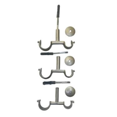 Imagem de  Kit 3 Suporte Duplo Alumínio Varão para Teto 19/28mm Para cortina de 