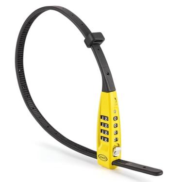 Imagem de CXWXC Fecho de amarrar com zíper - Cadeados de cabo combo de 4 dígitos para capacete, skate, esqui, snowboard, carrinho de bebê e armário - Ideal para segurança leve (amarelo, 45 cm)