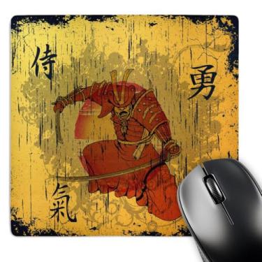 Imagem de 3dRose Mouse pad LLC 20 x 20 x 0,63 cm, Samurai japonês com espadas Kanji Brave Energy Samurai Símbolos Oriental Design (mp_116373_1)