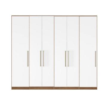 Imagem de Roupeiro Modulado Irlanda Casal 270cm 6 Portas, 6 gavetas, Cabideiro e Prateleiras - Amendola Touch/ Branco Demóbile 