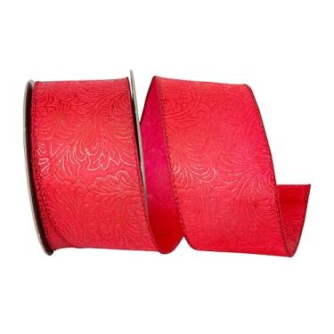 Imagem de Reliant Ribbon Fita de borda com fio em relevo em rolo de folha, vermelha