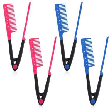 Imagem de Pente Alisador De Cabelo Conjunto De Pente De Estilizador Pente De Ferro Plano Para Lindas Tresses, Pente Alisador Com Aperto Firme, Ideal Para Cabelo Com Nó E Estilo (Pacote de 4)