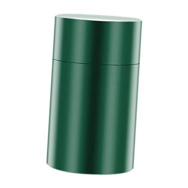 Imagem de SiaBiced Contêiner de armazenamento de alumínio portátil moderno compacto recipiente de traje metal lata de metal para biscoito de açúcar na da cozinha, Verde