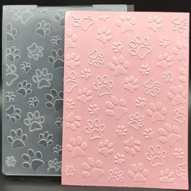 Imagem de Pasta de plástico em relevo, tamanho A6, pegadas de filhotes, padrão de papel, artesanato, impressões texturizadas de plástico para fazer cartões, scrapbooking