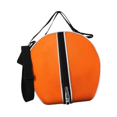 Imagem de Colaxi Mochila de basquete redonda Mochila única bolsa de bola de mochila Daypack Organizador de bola de bola de futebol armazenamento de equipamentos, Laranja