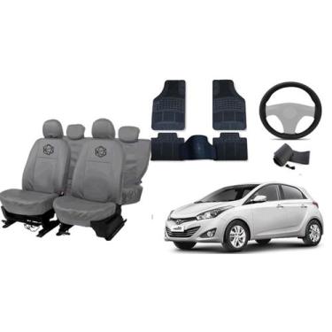 Imagem de Kit capa couro HB20 + capa volante e tapetes luxo - ferro tech br