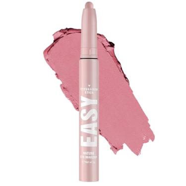 Imagem de Melsintern Maquiagem em bastão de sombra rosa, lápis de sombra creme fosco, bastão iluminador de sombra de olhos com glitter à prova de vincos altamente pigmentado, à prova d'água, delineador de giz