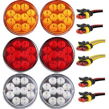 Imagem de 6 Lanterna Traseira 96mm Ônibus Caminhão Bugue 10 LED 24V +Conector - 