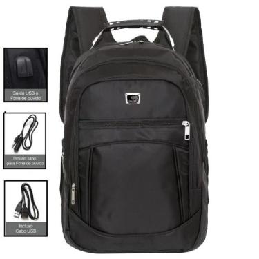 Imagem de Mochila Masculina Feminina Notebook Impermeável- Usb E Fone - L899