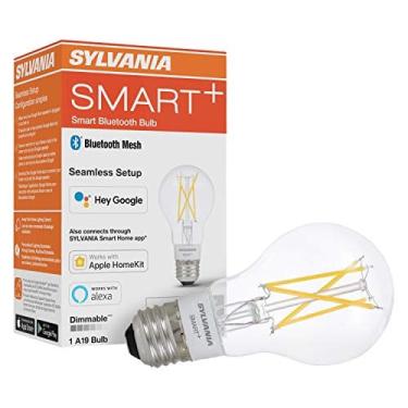 Imagem de Lâmpada LED sylvania smart + Bluetooth Clear Filament Soft White A19, compatível com Alexa, Apple HomeKit e Google Assistant, 1 pacote