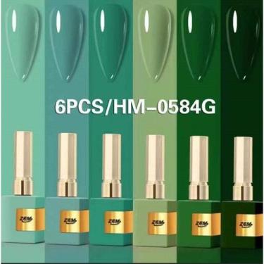 Imagem de Kit C/6 esmalte em gel 15g colorido brilhante Zem - oem, HM-0584-G