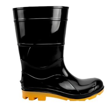 Imagem de bota motociclista bota de chuva galocha masculina feminina cano medio impermeavel pvc premium (preto, BR, Adulto, Numérico, 40)