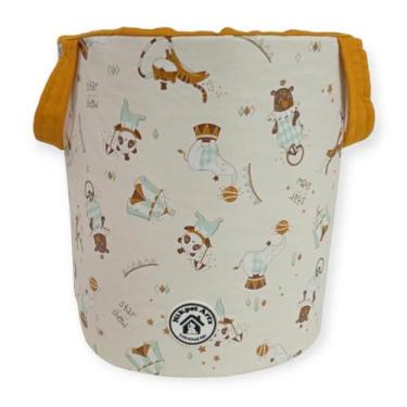 Imagem de Cesto Organizador Pet Quarto Infantil Estampa Circo com Alças Dobrável