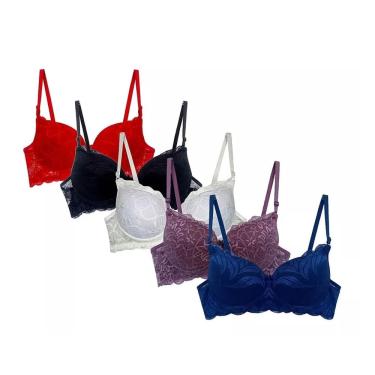Imagem de 5 Sutiãs Bojo Rendado Kit Revenda Atacado Lingerie Promoção