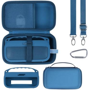 Imagem de Lebakort Kits de estojo de armazenamento compatíveis com alto-falante portátil Bose SoundLink Flex 2ª geração/Bose SoundLink Flex (capa de silicone azul crepúsculo + capa rígida)