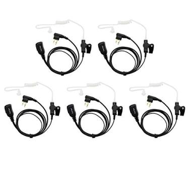 Imagem de Fone de ouvido Walkie Talkie com 2 pinos da Karier com microfone PTT e tubo acústico transparente para Motorola CLS1410 CLS1100 CP200 GP3188 Rádios bidirecionais (pacote com 5)