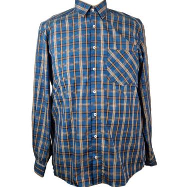 Imagem de Camisa Social Manga Longa Azul Xadrez Mostarda Plus Size