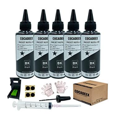 Imagem de COCADEEX Kit de refil de tinta preta de 5 frascos compatível com cartuchos de tinta 67XL 65XL 64XL 63XL 62XL 61XL 60XL 667XL 664XL 662XL 21XL 56XL 901XL 67 65 64 63 62 61 60 21 901-500ml Tinta preta