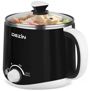 Imagem de Panela Elétrica Dezin Hot Pot 1,6L em Aço Inox - Ideal para Cozinhar Macarrão, Ovo, Dumpling e Sopa Rapidamente