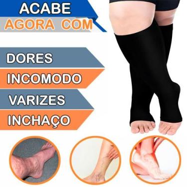 Imagem de Par Meia De Compressão PLUS SIZE 3/4 Sem Ponteira UNISSEX Para Idosos 