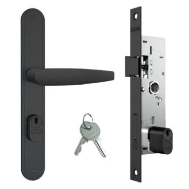 Imagem de Fechadura Preto Fosco 601/33 Porta Aluminio Estreita Stam