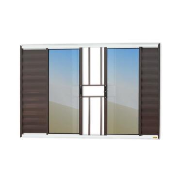 Imagem de Janela Veneziana Confort 6 Folhas Com Grade Vidro Reflex 120cm X 150cm Brimak Mix Corten