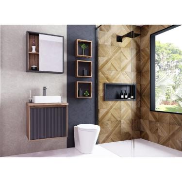 Imagem de Gabinete Para Banheiro 60cm 1 Porta 1 Gaveta Alice Darabas Agardi Preto