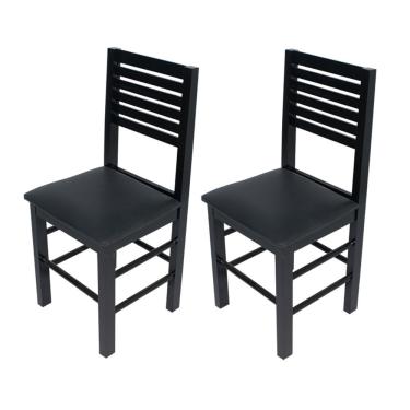 Imagem de Kit 2 Cadeiras Fixas Laguna Pretas Em Madeira Maciça Estofadas Pretas Para Área Gourmet Preto