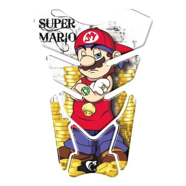 Imagem de Protetor De Tanque Adesivo Moto Honda Yamaha Suzuki Super Mario Vermelho