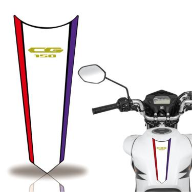 Imagem de Adesivo Faixa Gravata Tanque Moto Cg 160 150 Titan Fan 150 Branco Azul E Vermelho