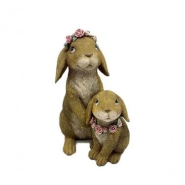 Imagem de Escultura Em Resina Mamãe E Bebê Coelho