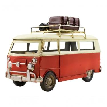 Imagem de Kombi Vermelho Com Bagagens 25cm Estilo Retrô - Vintage