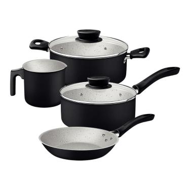 Imagem de Jogo De Panelas 4 Peças Linz Cores Antiaderente Tramontina Preto